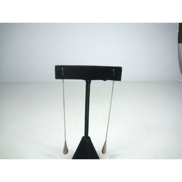 Sterling Silver Long Teardrop Dangle Chain Earrings 925 Post Party Cocktail - Picture 6 of 6